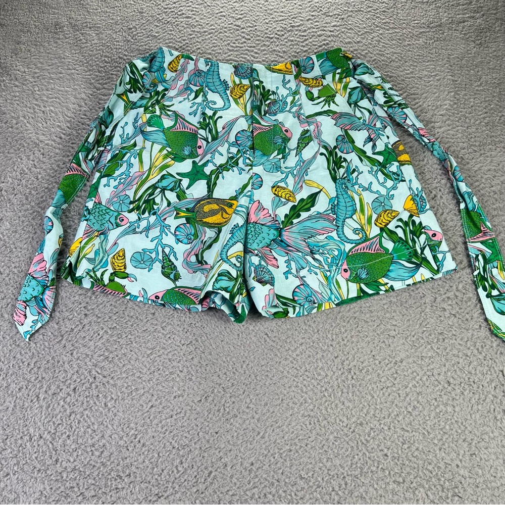 Kate Spade Shorts Womens 2 Blue Under The Sea Tie Waist in Low Tide High Rise - Picture 1 of 9